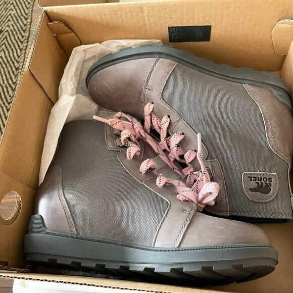 Sorel Evie II Waterproof Hidden Wedge Gray Suede Boots Sz 8 NEW - Picture 7 of 8